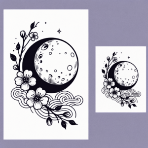Japanese-Style Moon With Cherry Blossoms