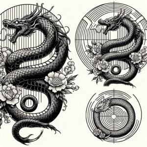 Japanese-Style Ouroboros With Traditional Motifs