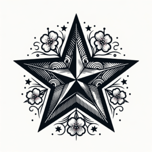 Japanese Style Star With Traditional Elements And Motifs