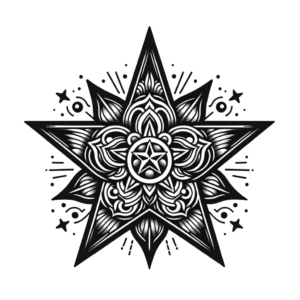 Japanese Style Star With Traditional Motifs And Elements