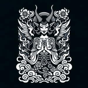 Japanese-Style Succubus With Traditional Motifs