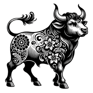 Japanese-Style Taurus Bull With Traditional Motifs