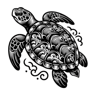 Japanese Style Turtle With Traditional Motifs