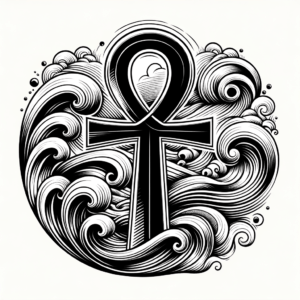 Linework Ankh With Waves