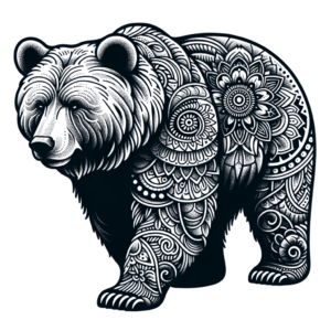 Linework Bear With Intricate Patterns