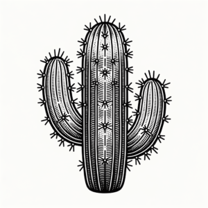 Linework Cactus With Clear Outlines