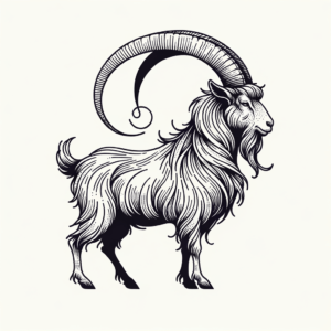 Linework Capricorn Goat With Precise Lines
