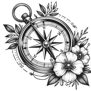 Linework Compass With Delicate Floral Accents