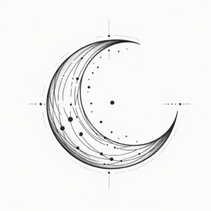 Linework Crescent Moon With Dots