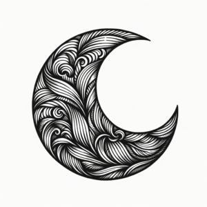 Linework Crescent Moon With Shading