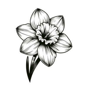Linework Daffodil With Detailed And Clean Lines