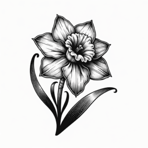 Linework Daffodil With Detailed Lines