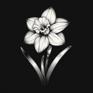Linework Daffodil With Precise Lines