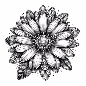 Linework Daisy With Detailed Patterns