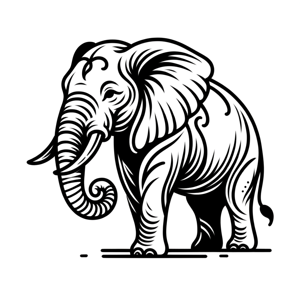 Linework Elephant With Clean Edges