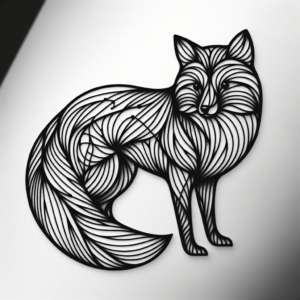 Linework Fox With Intricate, Overlapping Lines