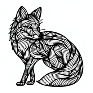 Linework Fox With Intricate, Overlapping Lines