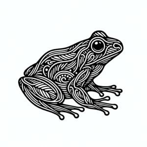 Linework Frog With Intricate Line Patterns