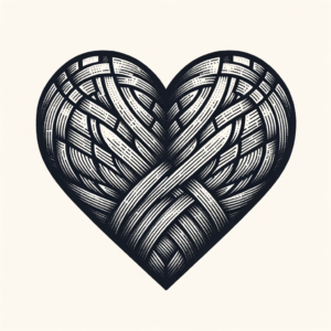 Linework Heart With Crosshatch Shading