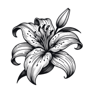 Linework Lily With Intricate Line Details