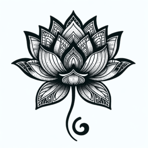 Linework Lotus Flower With Intricate Patterns