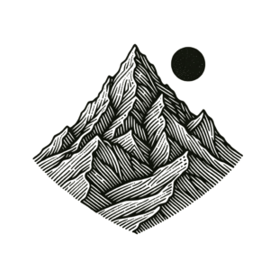 Linework Mountain With Intricate Line Art