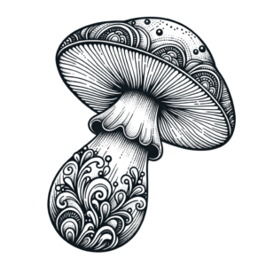 Linework Mushroom With Intricate Patterns