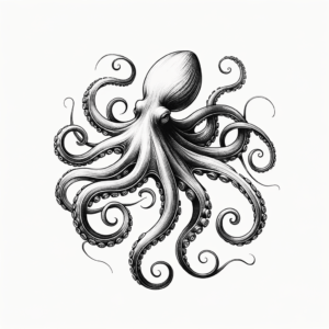 Linework Octopus With Delicate And Thin Lines