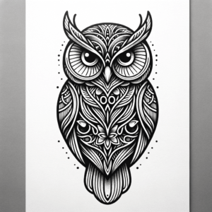 Linework Owl With Precise, Clean Lines