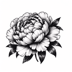 Linework Peony With Precise Outlines