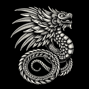 Linework Quetzalcoatl With Detailed Scales