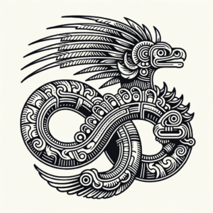 Linework Quetzalcoatl With Intricate Details