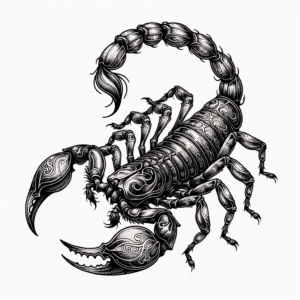 Linework Scorpion With Intricate, Linear Details And Patterns