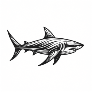 Linework Shark Tattoo With Clean, Precise Lines And Minimal Shading
