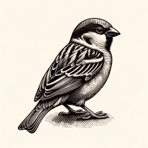 Linework Sparrow With Intricate Details