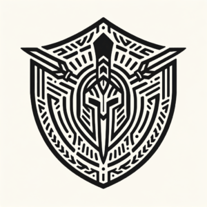Linework Spartan Shield With Detailed Patterns