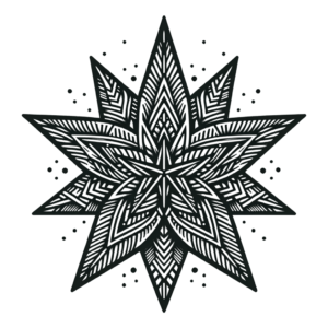 Linework Star With Clean, Precise Lines And Minimal Shading