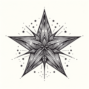 Linework Star With Clean, Precise Lines And Minimal Shading
