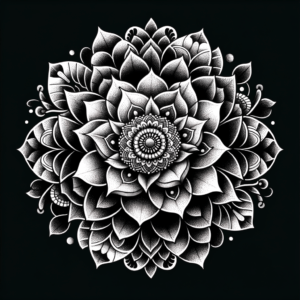 Mandala And Dotwork Flower Design