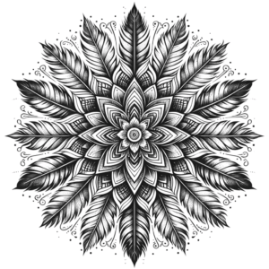Mandala With Delicate, Feather-Like Patterns And Fine Details