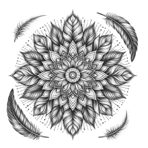 Mandala With Delicate, Feather-Like Patterns And Fine Details