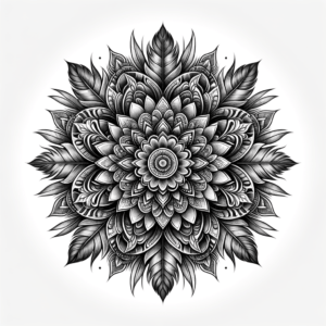 Mandala With Delicate, Feather-Like Patterns And Fine Details