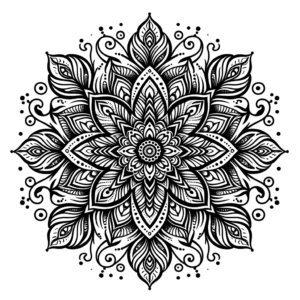 Mandala With Delicate, Vine-Like Patterns And Fine Lines