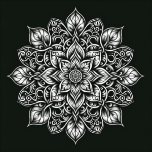 Mandala With Delicate, Vine-Like Patterns And Fine Lines