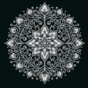 Mandala With Delicate, Vine-Like Patterns And Fine Lines