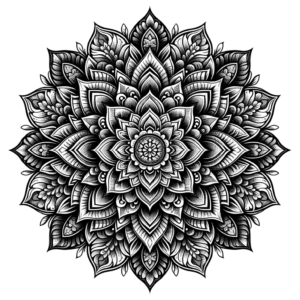 Mandala With Intricate, Floral Patterns And Detailed Leaves