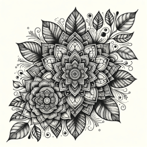 Mandala With Intricate, Floral Patterns And Detailed Leaves
