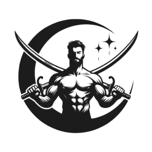 Masculine Crescent Moon With Swords