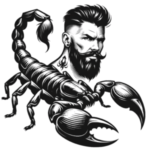 Masculine Scorpion With Strong, Rugged Features And Bold Lines