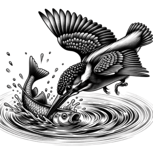 Micro Realism Of A Kingfisher Catching A Fish